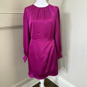 NWT Adelyn Rae Edna Draped Orchid Cocktail Long Sleeve Mini Dress Size Medium